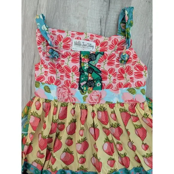Matilda Jane Meadow Sweet Ellie Strawberry Knotted Tiered Tunic Dress, 6Y (Z3) - Picture 5 of 7